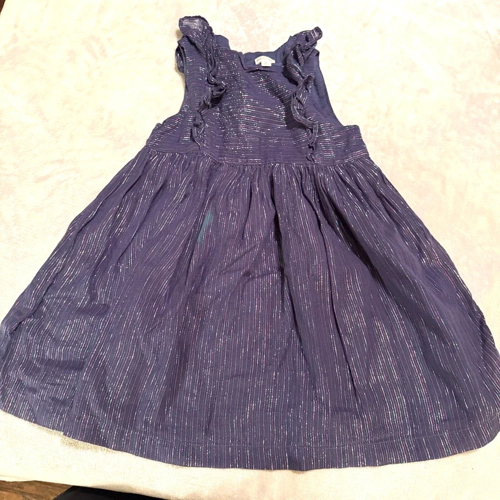 Gymboree Party Dress Little Girls 5 Purple Metallic ruffles sleeveless glitter